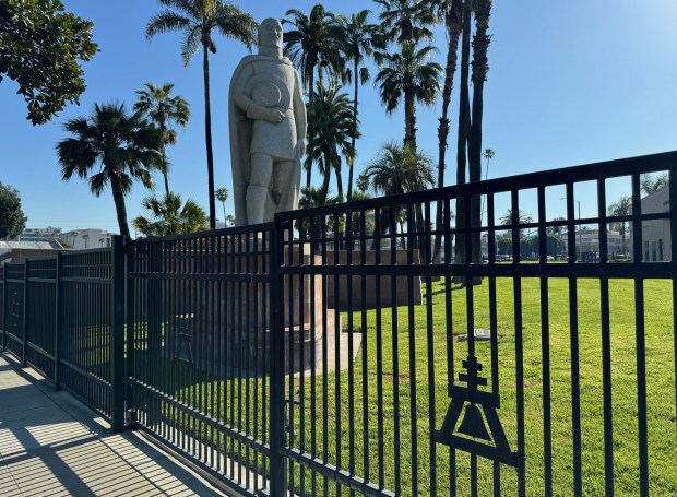 A statue in Riverside's Newman Park depicts Juan Bautista de Anza, paying tribute to his 1774 expedition through the area on his way to Mission San Gabriel. (Photo by David Allen, Inland Valley Daily Bulletin/SCNG)