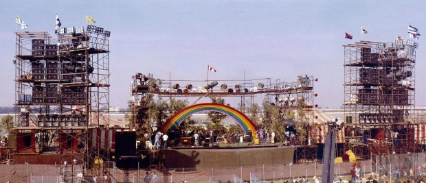 The stage at California Jam is flanked by huge sound and light rigs for the April 6, 1974 festival in Ontario. (Courtesy Allen Pamplin)