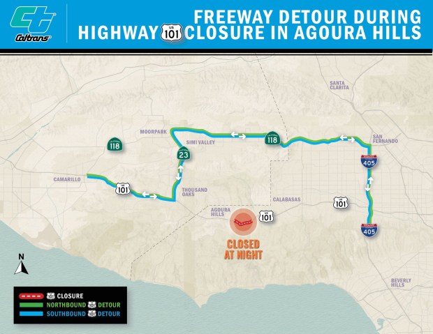 Caltrans will be closing a portion of the 101 Freeway to make way for construction of the Wildlife Crossing. (Courtesy Caltrans)