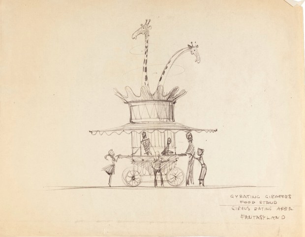 Concept art of a circus-themed concession stand from the Bradley/Bushman Early Disneyland Archives collection available during the Art of Disneyland auction at Heritage Auctions. (Courtesy of Heritage Auctions)