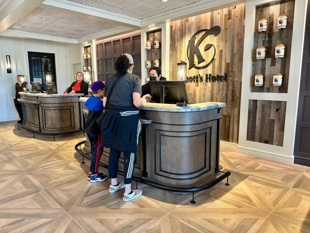 The reception desk at the new Knott's Hotel. (Brady MacDonald/Orange County Register/SCNG)