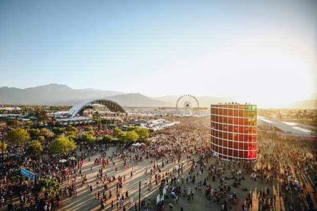 The Coachella Valley Music And Arts Festival in Indio is seen April 21, 2019. A version of the photo appears to have been used in the AIDS Healthcare Foundation's "Catch more than vibes?" billboard that urges testing for sexually transmitted diseases. (File photo by Rich Fury/Getty Images for Coachella)