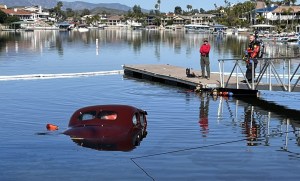 The owner had parked the restored automobile on a boat launch ramp in preparation of shooting photos when disaster struck.